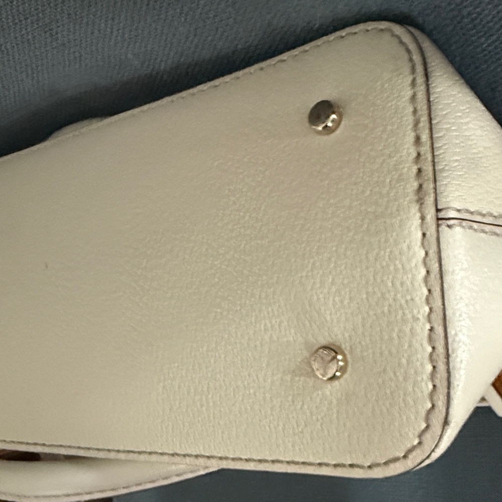 Kate Spade WOVEN Lotty Dome Satchel IVORY Leather & Brown Woven Straw panel EUC - Picture 13 of 15